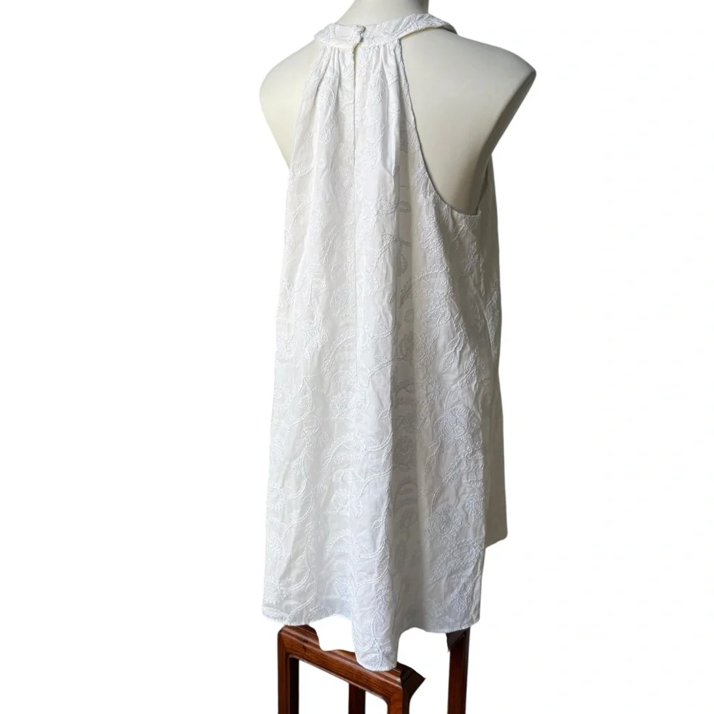 NWT, Loft White Embroidered Halter Swing Dress, Sz M - Picture 7 of 16